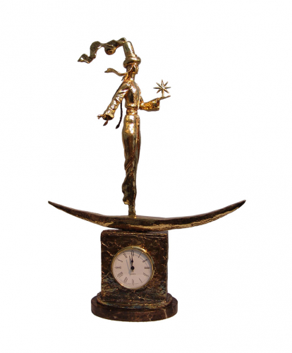 S-383<br> Office clock «River of time» Bronze, UTS clockwork (Germany) Height 56cm