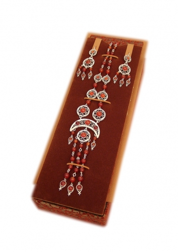 A-59.        <br>               Kit. <br> 925 silver. Natural Carnelian.