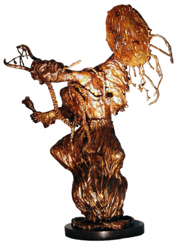 Sculpture «Shaman» Bronze, Gabro, Height 52cm