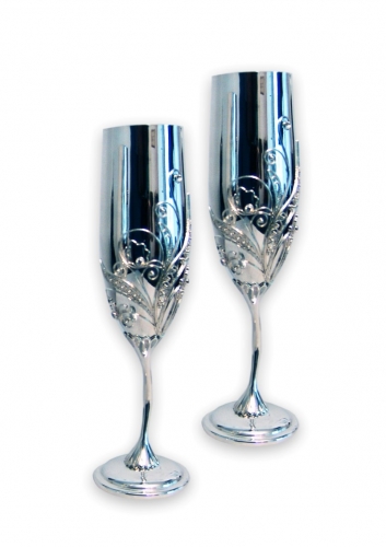 s-257.  <br>                       Tall wineglasses.  <br> 960 silver. 448 grams .     Natural  FIAN. 2 pieces, height 21 cm.